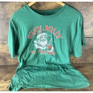 Holiday Time Green Graphic Stay Jolly My Friends T Shirt Size XL Fast Shipping